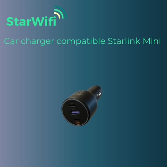 Alimentation 12V/24V compatible antenne Starlink Mini- Prise allume-cigare USB-A et USB-C